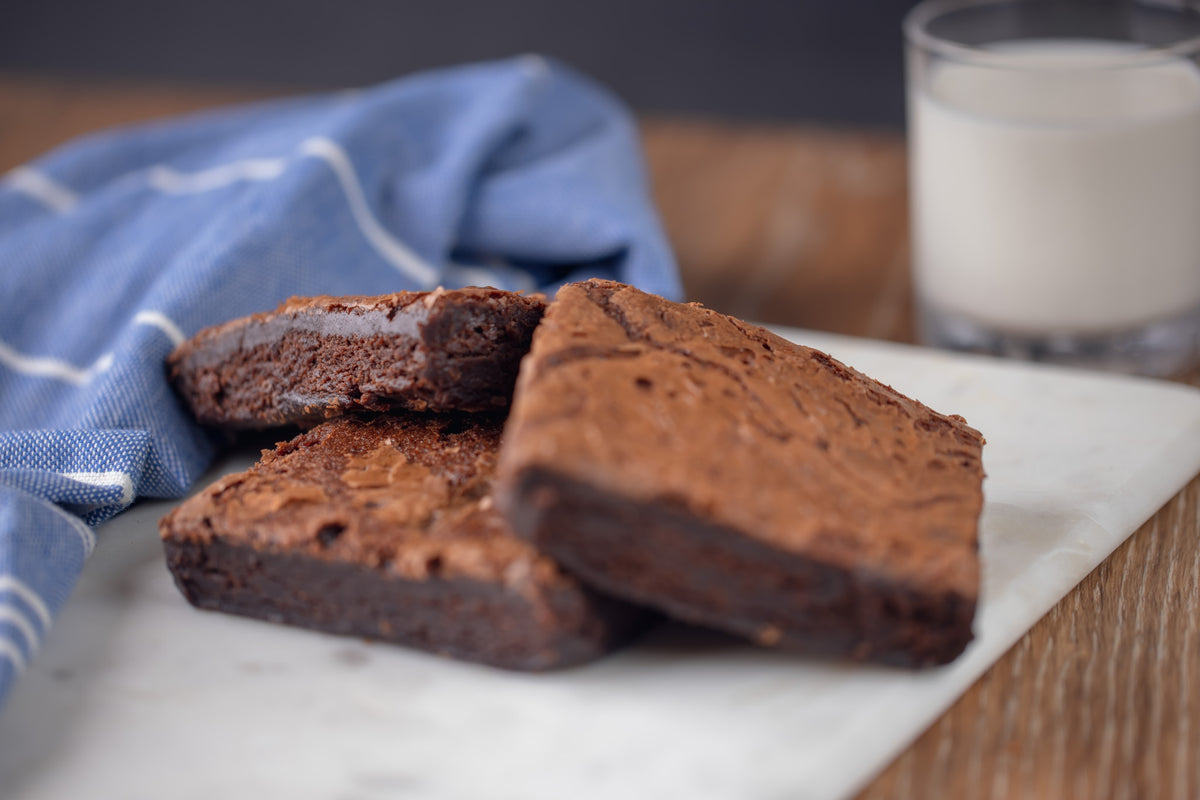 Chocolate Brownies on Napkin