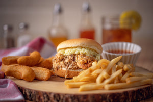 Whole-hog Barbecue Sandwich with corn sticks